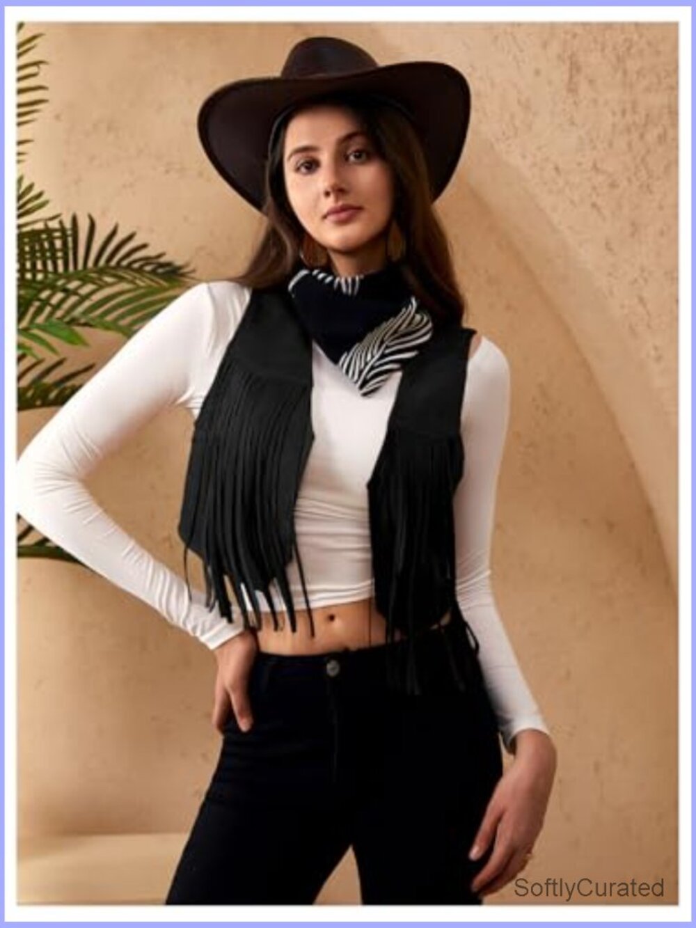 Women's Fringe Cropped Vest Sleeveless Tassel 70s Cowgirl Western Jacket - Picture 3 of 6